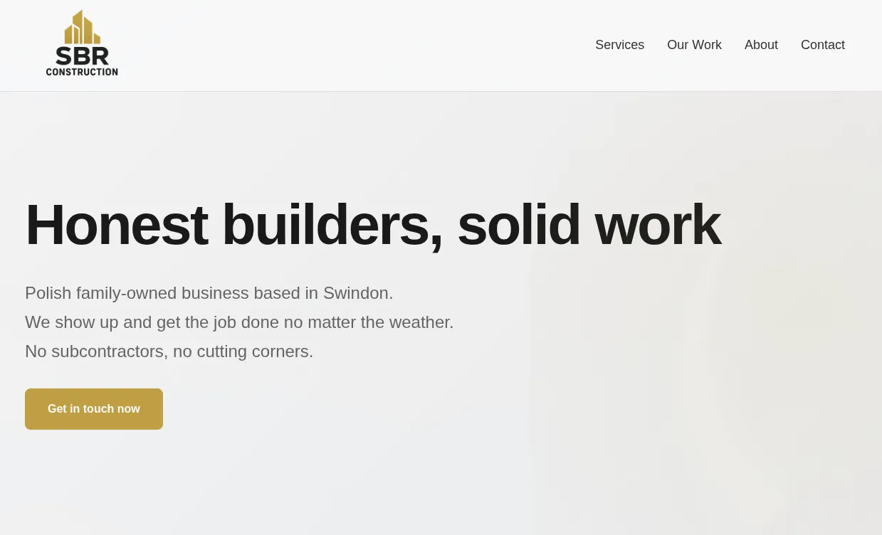SBR Construction website